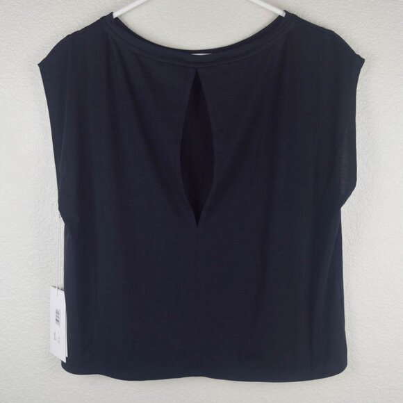 Johnny Was Calme Womens M Black Boxy Muscle Tee Tank Top Open Keyhole Back - Picture 7 of 7